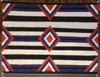 1980's 3RD PHASE CHIEF'S BLANKET NAVAJO WEAVING STELLA GOLDTOOTH ROUND ROCK