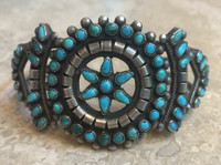 BRACELET ZUNI PAWN TURQUOISE PETTIPOINT TEARDROP STONE SHAPES TAPERED 5 7/8"