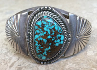 BRACELET NAVAJO SINGLE TURQUOISE STONE CUFF FRED GUERRO 6 1/4” SOLD