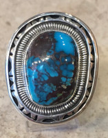 RINGS BISBEE TURQUOISE OVAL STERLING SILVER ACCENTS SHELLY MIXER_5-11  9 1/4   