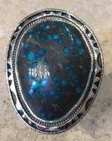 RINGS TURQUOISE OVAL STERLING SILVER SHELLY MIXER _6-11  9 3/4 