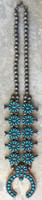 ZUNI CLUSTER TEARDROP PETTIEPOINT SMALL SIZE SLEEPING BEAUTY TURQUOISE SQUASH BLOSSOM NECKLACE
