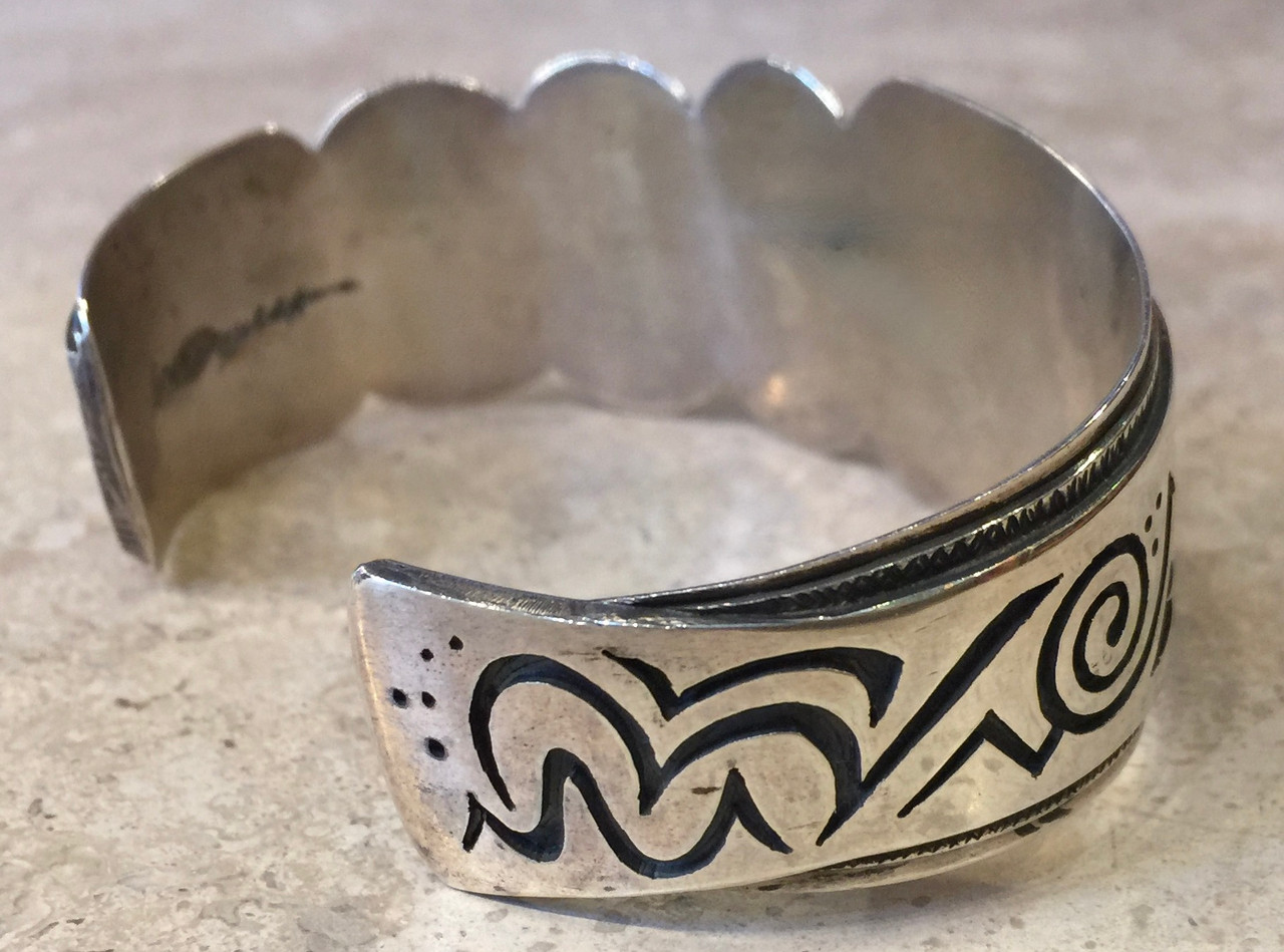 LARGE OLD Marcus Coochwikvia HOPI STERLING SILVER 3 PUEBLO
