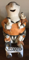 STORYTELLER ACOMA POLYCHROME MOTHER OR FATHER WITH FIVE CHILDREN 1970'S LELAND TORIVIO