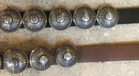 NAVAJO ROUND STAMPED SILVER HAT BANDS ON BROWN OR BLACK  LEATHER_1 