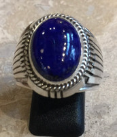 RINGS NAVAJO OVAL SHAPED LAPIS SILVER WILL DENETDALE 