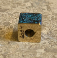 PENDANTS NAVAJO 14K GOLD SQUARE CUBE MULTI-STONE INLAY SLEEPING BEAUTY TURQUOISE SPIDERWEB TURQUOISE LAPIS AL NEZ