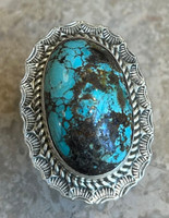 RINGS NAVAJO SILVER LARGE DOMED TURQUOISE 8-11 ADJUSTABLE