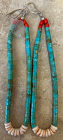 EARRINGS SANTO DOMINGO TURQUOISE HEISHI HOOPS SHELL OMEGA CLOSURES 5