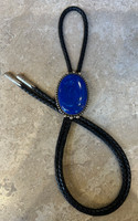 BOLO TIE NAVAJO LARGE OVAL LAPIS STERLING JEANNETTE DALE