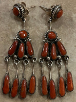 EARRINGS ZUNI CORAL DANGLE ROBERT & BERNICE LEEKYA_1