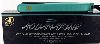 Aquamarine 1.25" Hair Straightener with 100% Ceramic Plates by Relaxus Beauty