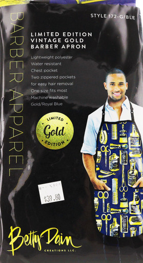 Limited Edition Vintage Gold and Blue Barber Apron by Betty Dain Creations