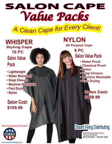 2 Salon Cape Value Packs to choose from from Betty Dain.