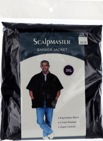 Black Barber Jacket with 2 Pockets and Zipper Closure