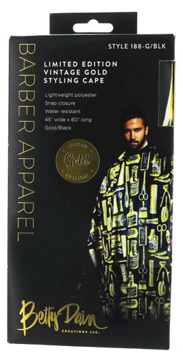 Limited Edition Vintage Gold Barber Styling Cape.  by Betty Dain Creations, Ltd