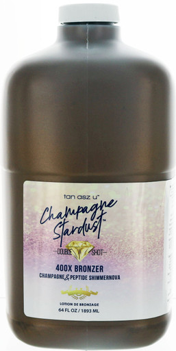 Champagne Stardust Double Shot 400X Bronzer with Champagne & Peptide Shimmernova Tanning Lotion 64 fl oz by Tan Asz U