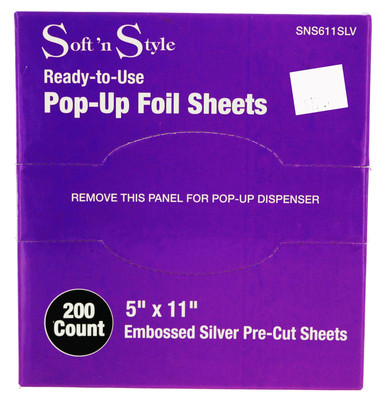  Soft 'n Style Ready to Use 5" x 11" Embossed Silver Pop-Up Foil Sheets. 200 ct 