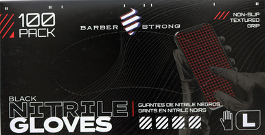 Barber Strong Black Nitrile Gloves. L , 100 Pack