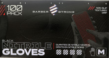 Barber Strong Black Nitrile Gloves. M , 100 Pack 