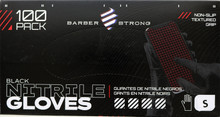 Barber Strong Black Nitrile Gloves. S, 100 Pack