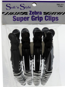 Soft 'n Style Zebra Super Grip Clips [4 clips]