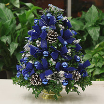 Festive Bluebird Boxwood Tree