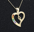 9ct Gold Female Rainbow Heart pendant set with Semi Precious Natural stones