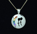 Sterling Silver   Rainbow Female symbol necklat set with Semi Precious Natural stones 16mm diameter