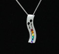 Sterling Silver Rainbow Female symbol necklat set with Semi Precious Natural stones Large 30mm