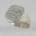Gents Large Sterling Silver Darts Ring