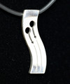 Silver male gaydesign pendant on a cord