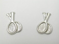 Sterling Silver Double Racquets Stud earrings-10mm