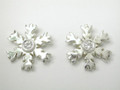 Sterling Silver Snowflake Stud Cubic Zirconia Set Earrings 