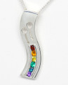 Ster/Silver Male Rainbow Wave Pendant on cord 3218