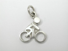 Sterling Silver Small Rider on Race Bike Charm 12mm