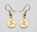 9ct gold Round Disc Hockey player Drop earrings