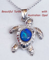 Sterling Silver  Turtle with Solid Australian Opal