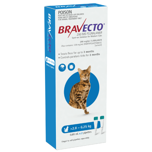 Bravecto SpotOn for Cats 6.1613.75 lbs (2.86.25kg) Blue (3 Months