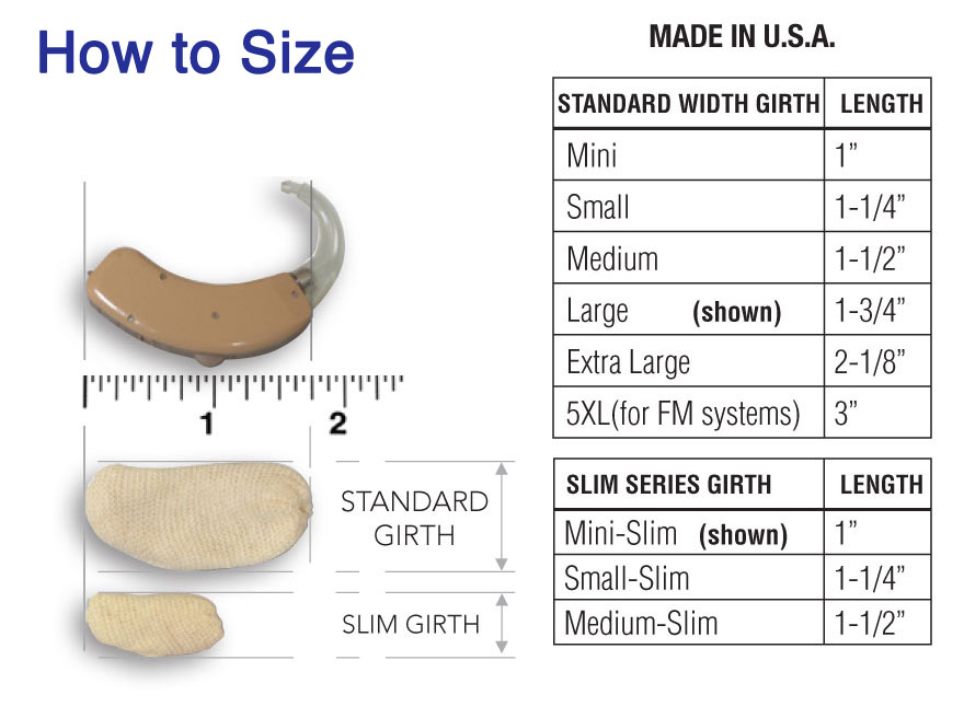 Sizing Chart (instructions) for the ORIGINAL Hearing Aid Sweat Band