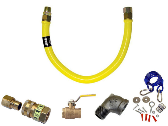 Heavy Duty Gas Hose Quick Disconnect Kit 3/4" x 48"