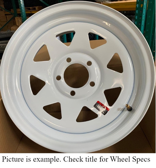 15 Inch New Trailer Wheel 15x6 5on4.5 5x4.5 5 Bolt 5 Lug White Spoke