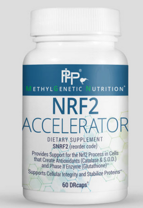 Nrf2 Accelerator is designed to help support our body’s master antioxidant pathway, the Nrf2 Pathway. Activation of this pathway sets off a protective cascade of production of powerful antioxidants such as glutathione and catalase. Many genetic mutations and epigenetic factors can impair and burden this important pathway. Nfr2 Accelerator contains a unique blend of nutrients that help support and maintain this pathway. It can be used to support overall health because of its powerful effect on supporting our body’s antioxidant systems.