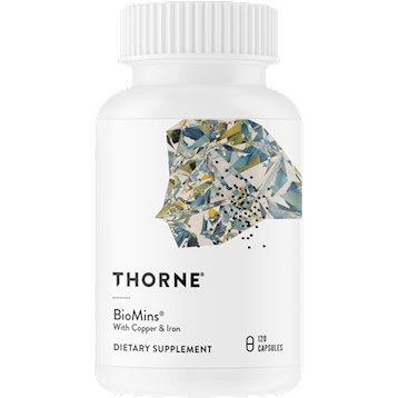 Biomins is formulated for individuals at high risk for mineral deficiencies. Mineral deficiencies frequently occur in the elderly, in children and teenagers, and in individuals with eating disorders. Taking certain medications can also result in mineral deficiencies. In formulating Biomins, Thorne concluded that dicalcium malate and dimagnesium malate (two molecules of each mineral bound to one molecule of malate) are the forms of calcium and magnesium that best optimize both absorption and concentration (how much fits in a capsule).* 
Albion® Laboratories – an innovator of mineral chelates since 1956 – supplies the majority of the minerals in the BioMins formula. Thorne believes that Albion's glycinate chelates – of iron, zinc, copper, chromium, manganese, molybdenum, and boron – exhibit excellent absorption and tolerability. Biomins also utilizes Ferrochel® – an exceptionally well tolerated form of iron.*