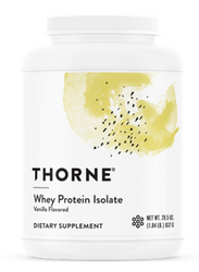 Whey Protein Isolate is ideal for people who need additional protein in their diets – from world-class athletes to individuals managing their weight.* It is low in sugar, calories, and fat. 

Whey Protein Isolate provides 21 grams of protein per serving from an easily assimilated, non-denatured whey source. It features a balanced amino acids profile, including lysine and arginine and the branched-chain amino acids leucine, isoleucine, and valine, which allow the body to be better able to benefit from the protein. Whey Protein Isolate is ideal for anyone who needs additional protein in their diets – from world-class athletes to aging adults.* 

It supports fitness training, weight management, or just maintaining a healthy lifestyle.* Low in sugar, calories, and fat, and easy to digest, Thorne's Whey Protein Isolate contains all the essential amino acids. Its sweeteners and flavorings are derived from natural sources, and it contains no soy. It can be mixed with water or a beverage, or blended into a smoothie or shake. Thorne's Whey Protein Isolate is NSF Certified for Sport®.