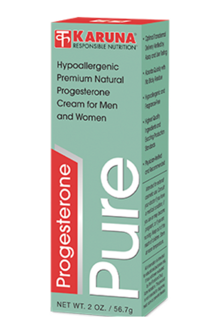 Progesterone Pure is a hypoallergenic formula free of chemicals found in cosmetic skin creams, particularly synthetic fragrances and preservatives that can be agents for triggering skin sensitivities and allergies. Karuna Progesterone Pure is free of alcohol, parabens and urea. Each 2 oz. tube is standardized, quality controlled and safety-sealed to prevent oxidation and bacterial contamination. Each 2 oz. tube contains natural progesterone USP (25 mg per ¼ tsp.), which applies easily and absorbs rapidly into the skin, leaving no sticky or oily residue.