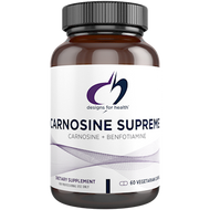 Carnosine is a naturally occurring combination of the amino acids alanine and histidine. In this novel formula carnosine is combined with benfotiamine, a fat soluble form of thiamine (vitamin B1), to help support healthy aging. Carnosine and benfotiamine are shown to possess antioxidant activity and collagen-supportive properties, and help with the inhibition of glycosylation of proteins caused by excessive glucose/fructose consumption.