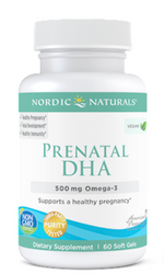 A woman’s demand for DHA increases during pregnancy. DHA is essential for the proper development of infants and children, and offers mood and nerve support for mothers.*

Prenatal DHA is a convenient and effective way to ensure that mothers and their growing babies get enough of this vital nutrient every day. Surpassing all international standards for purity, freshness, and concentration, Nordic Naturals Prenatal DHA provides the benefits of omega-3 fats without the risk of toxicity. Ideal for pregnant and nursing mothers, these unflavored soft gels are half the size of standard soft gels, and are perfect for the sensitive palates of pregnant women. Prenatal DHA provides the foundation for a healthy pregnancy.

• Supports healthy development of the brain, eyes, and nervous and immune systems*
• Provides 480 mg of DHA, exceeding the minimum recommendations (300 mg) of daily DHA intake