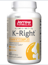 "Jarrow Formulas® K-Right® is a combination of three forms of Vitamin K: MK-7, MK-4 and K1, plus vitamin D3 to support bone and cardiovascular health.* Vitamin K functions in the carboxylation of osteocalcin, which binds calcium in bones.* Vitamin D3 functions in the production of osteocalcin.* Jarrow Formulas® MK-7 is a product of natural fermentation using Bacillus subtilis subsp. natto."