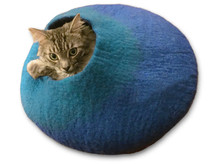 Kitty in Turquoise and Blue Cat Cave